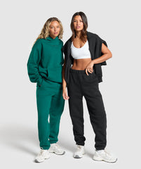 Embroidered Logo Oversized Joggers - Black