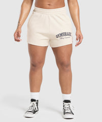 Lifting Essentials Graphic Brushed 4' Shorts - Oat White