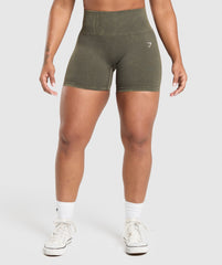 Gains Seamless Washed Shorts - Strength Green