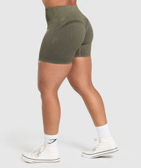 Gains Seamless Washed Shorts - Strength Green