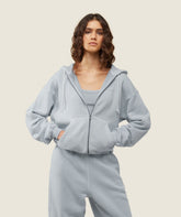 everywear Relaxed Zip Hoodie - Ice Grey