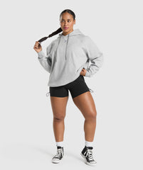 Graphic Reaper Oversized Hoodie - Light Grey Core Marl
