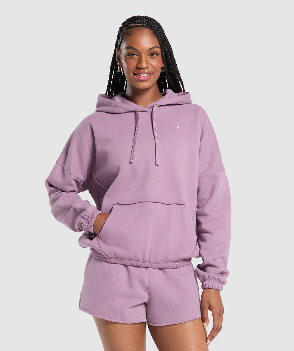 Fleece Oversized Hoodie - Soft Purple