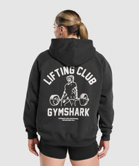 Lifting Club Graphic Brushed Hoodie - Black