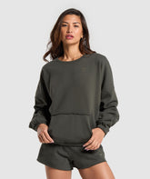 Fleece Oversized Sweatshirt - Strength Green