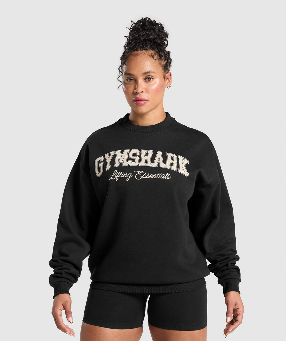 Lifting Essentials Graphic Brushed Oversized Sweatshirt - Black