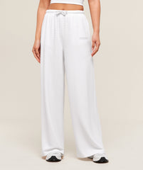 Waffle Wide Leg Pants - White