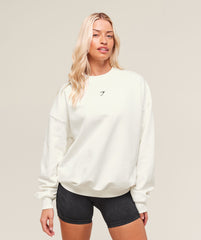 Cherry Graphic Oversized Sweatshirt - Soft White