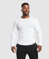 Ribbed Long Sleeve T-Shirt - White