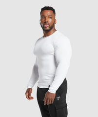 Ribbed Long Sleeve T-Shirt - White