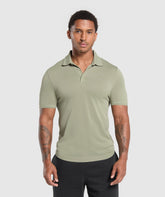 Flat Knit Polo Shirt - Chalk Green