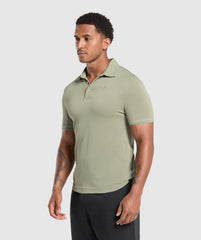 Flat Knit Polo Shirt - Chalk Green