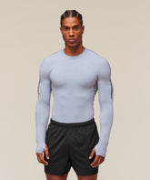 everywear Warp Knit Long Sleeve T-Shirt - Pale Blue