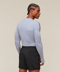 everywear Warp Knit Long Sleeve T-Shirt - Pale Blue