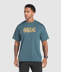 Script Graphic T-Shirt - Cargo Blue