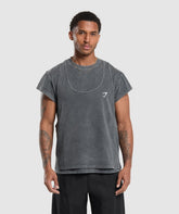 Washed Double Layer T-Shirt - Black