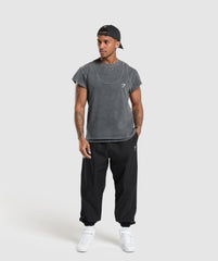 Washed Double Layer T-Shirt - Black