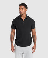 Waffle Polo Shirt - Black