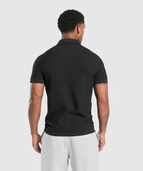 Waffle Polo Shirt - Black
