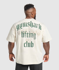 Lifting Club T-Shirt - Oat White/Classic Green