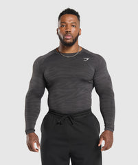 Geo Animal Seamless Long Sleeve T-Shirt - Onyx Grey/Black