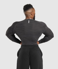 Geo Animal Seamless Long Sleeve T-Shirt - Onyx Grey/Black