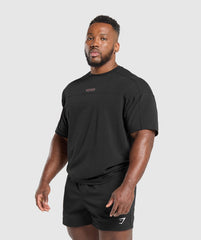 Bodybuilding Graphic Short Sleeve T-Shirt - Black/Burgundy Brown