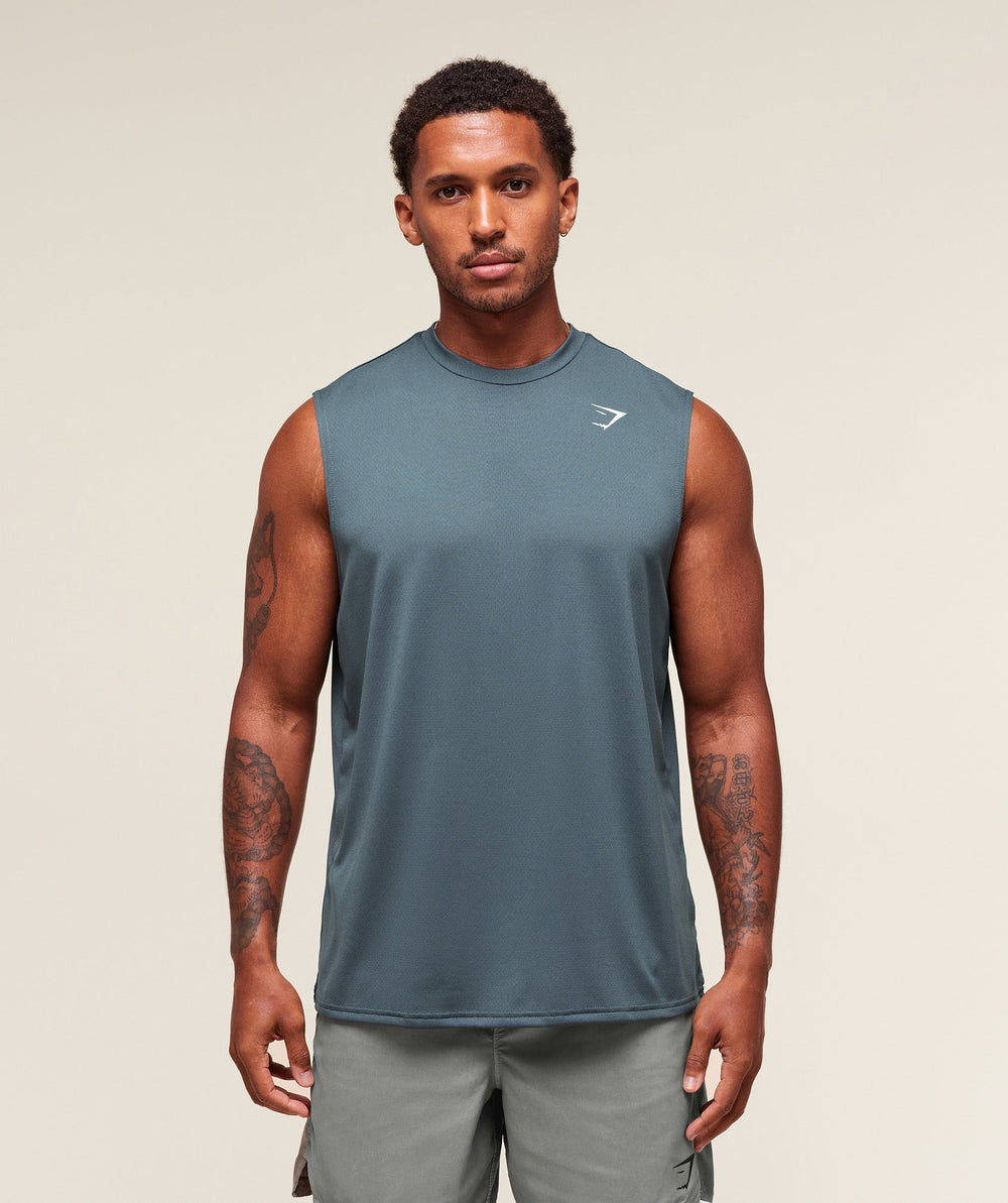 Oversized Performance Tank - Titanium Blue