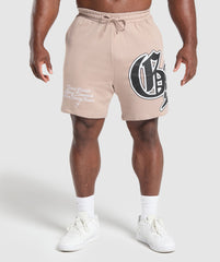 Varsity Graphic Shorts - Stone Pink