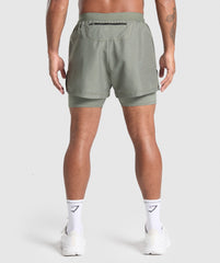 Running 2 in 1 Shorts - Unit Green