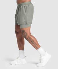 Running 2 in 1 Shorts - Unit Green