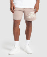 Lifting Club Apparel Graphic Shorts - Stone Pink