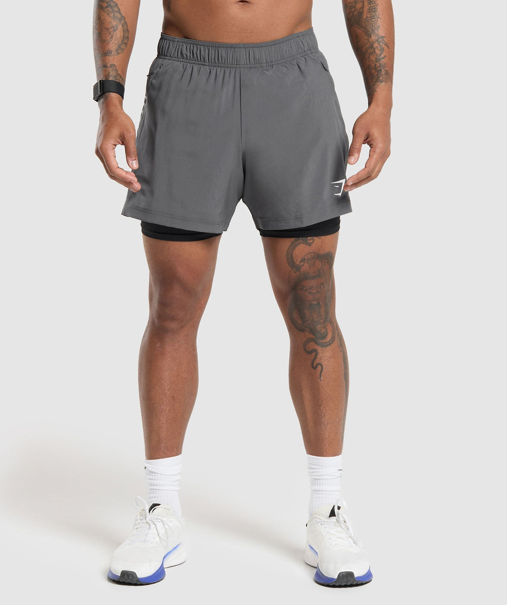 Sport 5" 2 In 1 Shorts - Silhouette Grey/Black