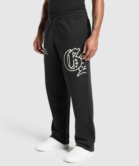 Varsity Straight Leg Joggers - Black