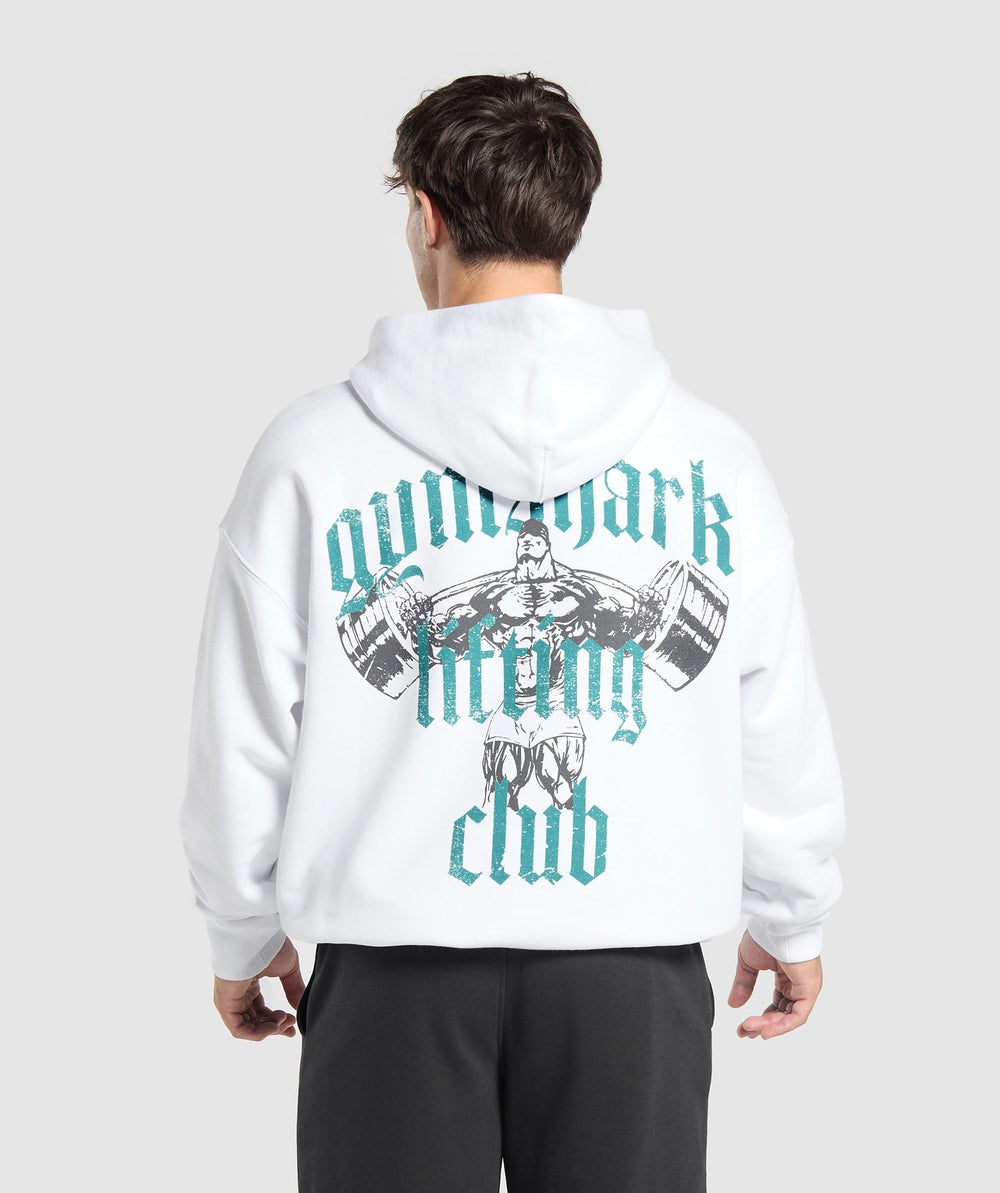 Lifting Club Hoodie - White/Artificial Teal