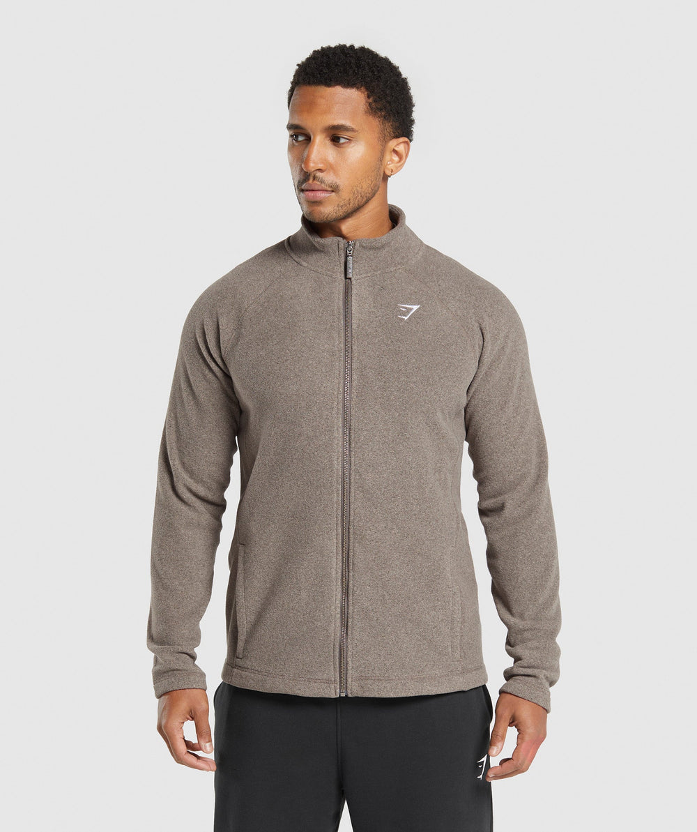 Fleece Zip Through Jacket - Camo Brown/Sand Brown