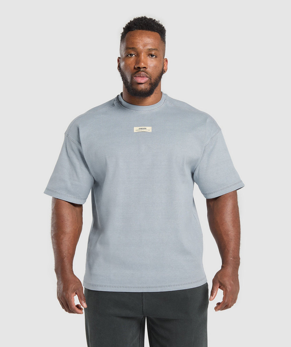 Heavyweight Rib Short Sleeve Crew - Denim Grey