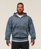 Collegiate Script Zip Up Hoodie - Iron Blue
