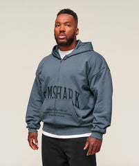 Collegiate Script Zip Up Hoodie - Iron Blue