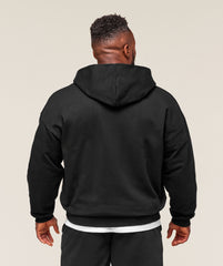 Collegiate Script Zip Up Hoodie - Black/White