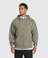 Crest Oversized Zip Up Hoodie - Base Green
