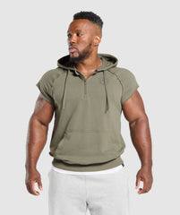 Legacy 1/4 Zip Cap Sleeve Hoodie - Base Green