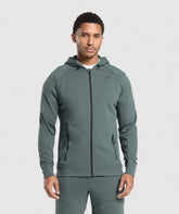 Interlock Tech Zip Up Hoodie - Slate Teal