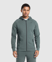 Interlock Tech Zip Up Hoodie - Slate Teal