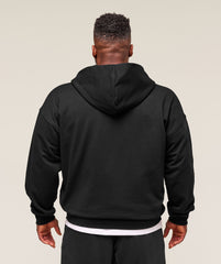 Collegiate Script Zip Up Hoodie - Black