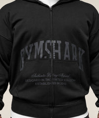 Collegiate Script Zip Up Hoodie - Black