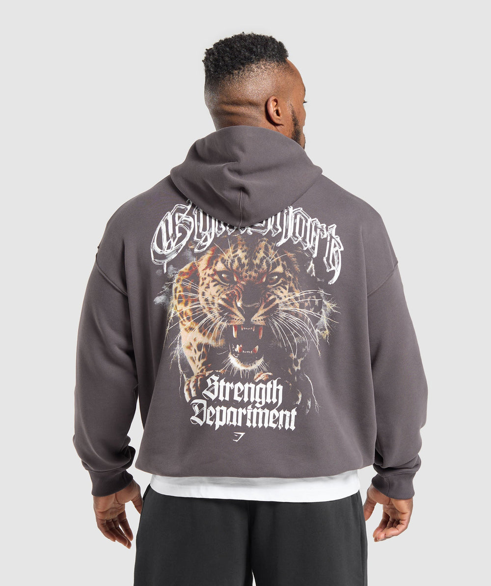 Strength Department Animal Oversized Hoodie - Greyed Purple