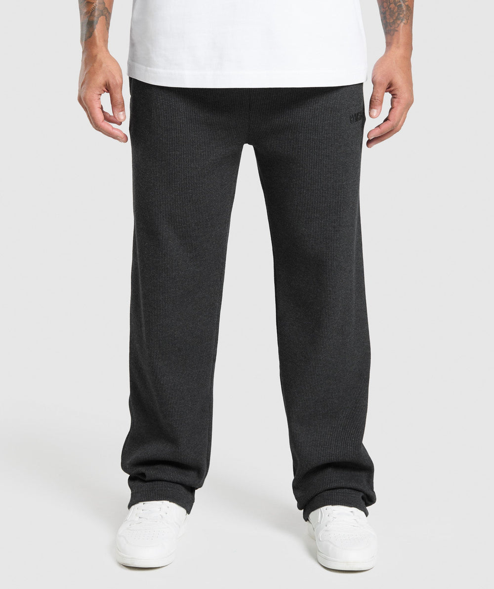 Waffle Straight Leg Joggers - Black