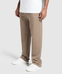 Waffle Straight Leg Joggers - Lifestyle Brown