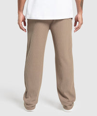 Waffle Straight Leg Joggers - Lifestyle Brown